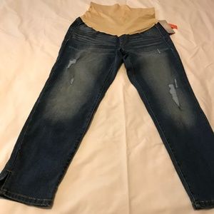 A Glow Denim Crop Maternity Jegging